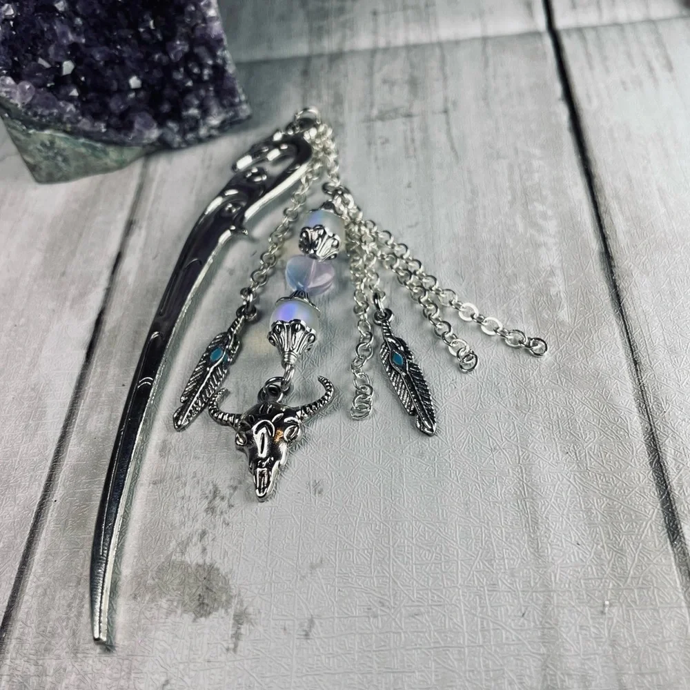 Artisan Moonstone Boho Hand Crafted Hairpin - Picture 11 of 14